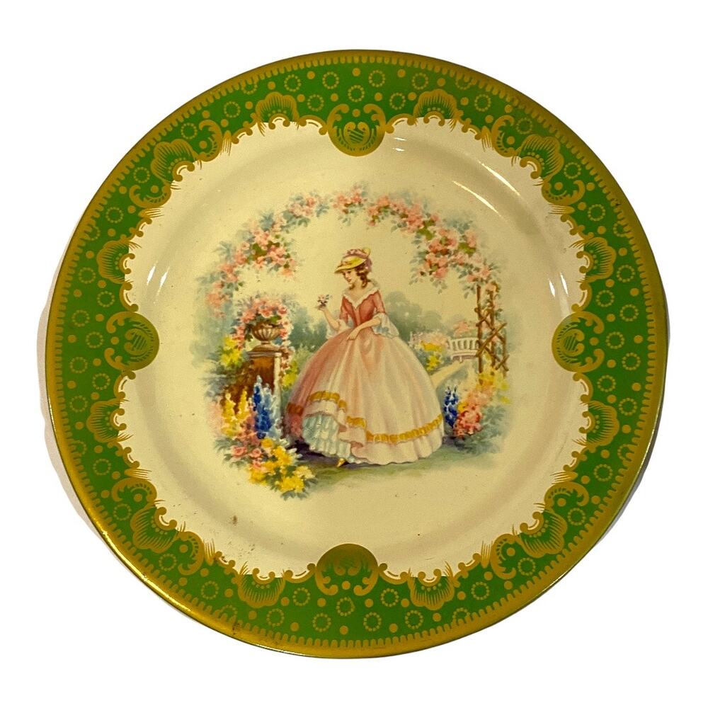 Vintage Victorian decorative tin plate England Baret ware